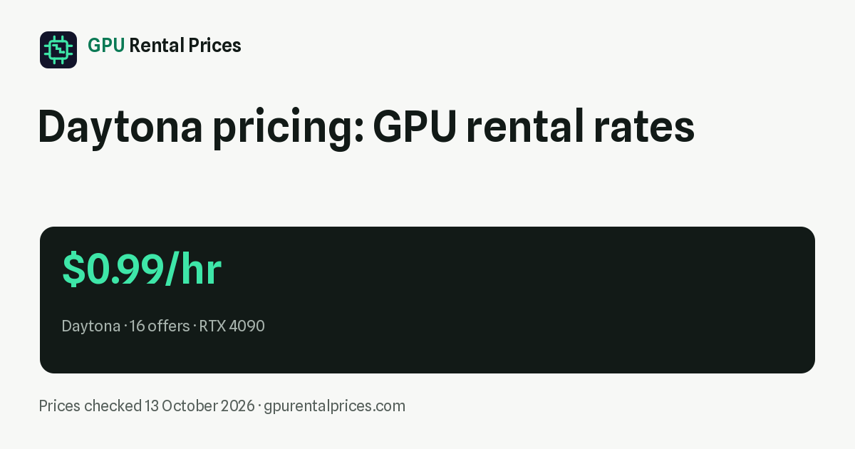 Daytona Pricing (October 2026): GPU Rental Rates + 16 Live Prices